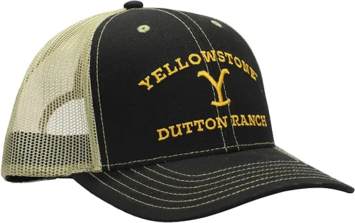 Miniatura 4 de Yellowstone Dutton Ranch Logo Gorra de camionero de espuma negra para hombre, Multi colorido