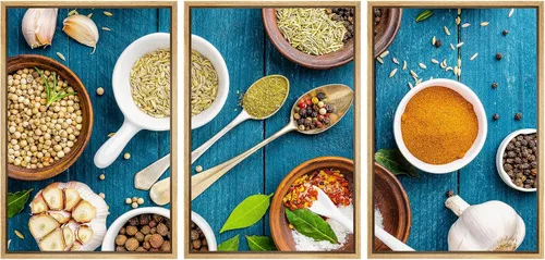 Miniatura 53 de wall26 Lienzo enmarcado para pared, juego de arte de hierbas, verduras y condimentos en madera, alimentos, fotografía cultural, realismo, paisaje