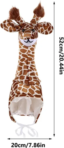 Miniatura 4 de Amosfun Sombrero de jirafa para fiesta de animales para padres e hijos, accesorio interactivo para disfraz de escenario, gorra de jirafa con correa