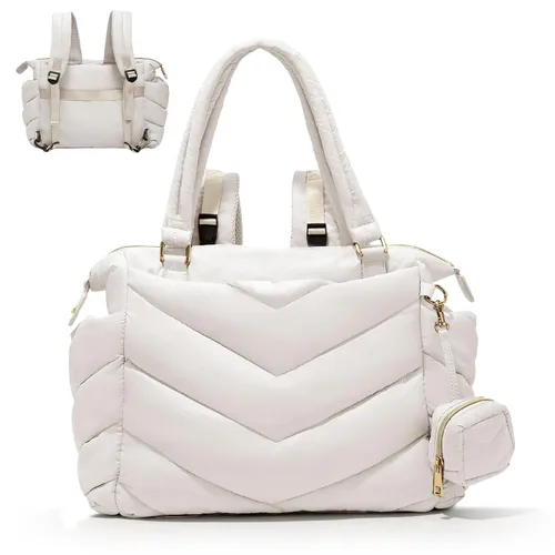 Miniatura 8 de Bolsa de pañales, mochila para pañales, bolsa de mano acolchada con funda para chupete, ligera mamá para hospital, hinchada con 10 bolsillos, bebé