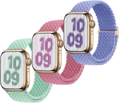 Correa elástica trenzada compatible con Apple Watch Series 11/10/9/8/7/6/5/4/3/2/1 SE3/2/1 de 1.496 pulgadas, 1.575 pulgadas, 1.614 pulgadas, 1.654