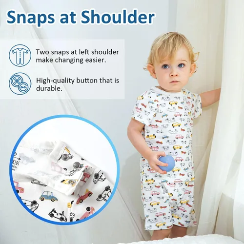 Miniatura 4 de Zanie Kids Pijama de algodón para bebé y niño para niña y niño, ropa de dormir de verano