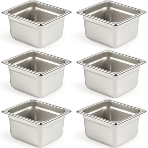 Miniatura 28 de CURTA Paquete de 6 sartenes antiatascos para hotel, tamaño 1/6 de 6 pulgadas de profundidad, bandeja comercial NSF de acero inoxidable 18/8