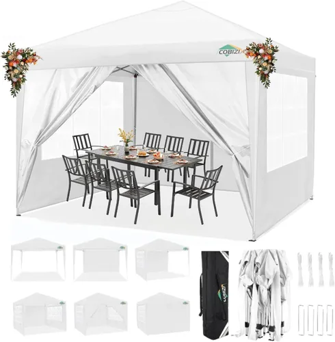 Miniatura 32 de COBIZI - Toldo desplegable de 10 x 20 pies con 6 paredes, impermeable y con protección UPF 50+, ideal para bodas, fiestas, eventos al aire libre