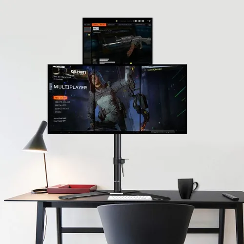 Miniatura 4 de Suptek Soporte para monitor LED LCD cuádruple, soporte independiente extra alto de 31.5" de poste, resistente, totalmente ajustable, para 4 (3+1)