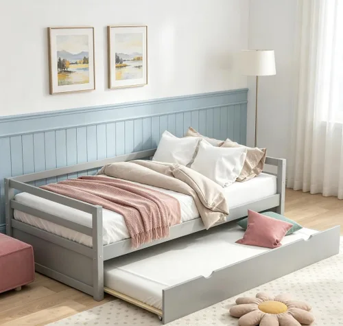 Miniatura 10 de Bellemave Cama infantil de tamaño individual con 2 cajones de almacenamiento, cama individual de madera con almacenamiento, marcos de cama