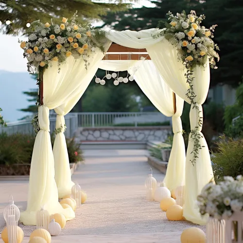Miniatura 10 de gogoparti Tela drapeada para arco de boda, cortinas de arco burdeos, cortina de telón de fondo transparente para ceremonias, fiestas, cabinas