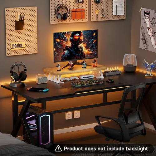 Miniatura 4 de Soporte para monitor, soporte de madera de 24 pulgadas, capacidad de carga de 220 libras, elevador de monitor de escritorio para Roble