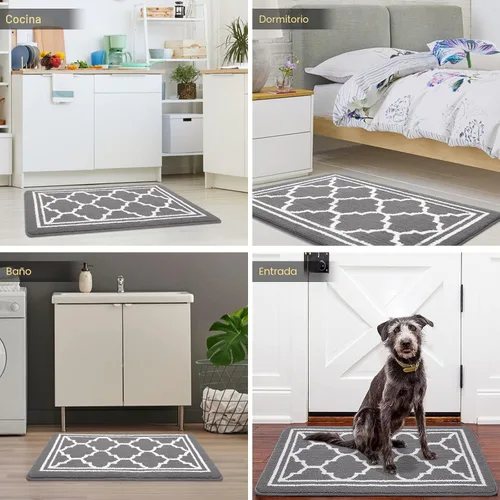 Miniatura 6 de Buganda Alfombra para Puerta Interior, Tapete Resistente a la Suciedad y Absorbente, Antideslizante, Alfombras de Piso de Perfil Bajo para Entrada