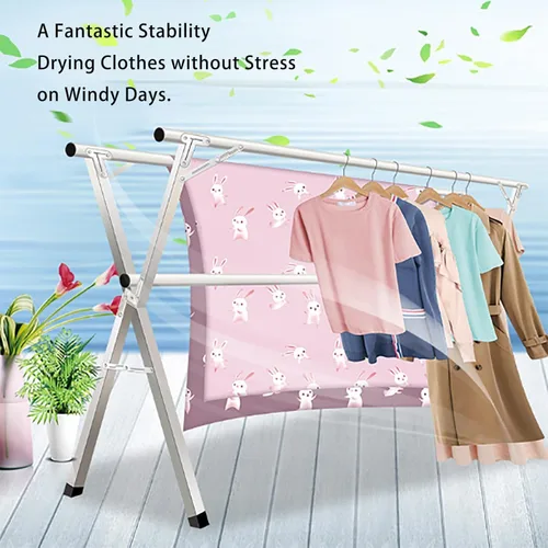 Miniatura 4 de Clothes Drying Rack - Stainless Steel Laundry Drying Rack with Extendable Rods, Lightweight Foldable Standing Clothes Dryer for Indoor, Outdoor
