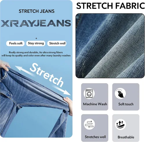 Miniatura 7 de X RAY Pantalones de mezclilla para bebé, cintura elástica en el interior, rasgados, moto, pantalones de mezclilla desgastados