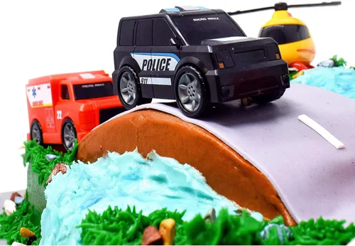 Miniatura 7 de Sunny Days Entertainment Vehículos Micro Mini City - Juego de autos y camiones de juguete de rescate para niños Camión de bomberos helicóptero