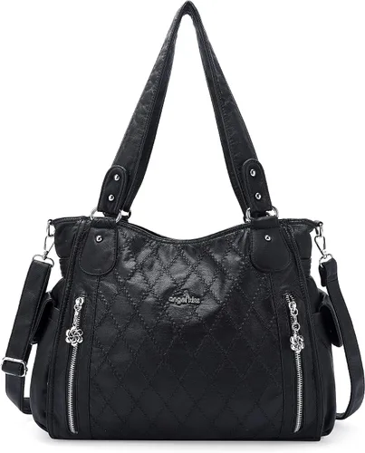Miniatura 22 de Angel Kiss Bolsos para mujer con tiras en la parte superior, bolso estilo Hobo, bolsas de hombro espaciosas y casuales, cartera estilo Tote de PU