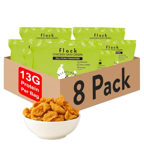 Miniatura 12 de Flock Chips de piel de pollo Keto – Sabor original, bajo en carbohidratos, alto en proteínas, chips crujientes de pollo sin gluten, aperitivo Keto