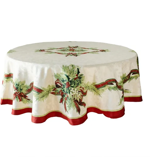 Miniatura 11 de Benson Mills mantel con diseño de moños navideños, 55% algodón, 45% poliéster