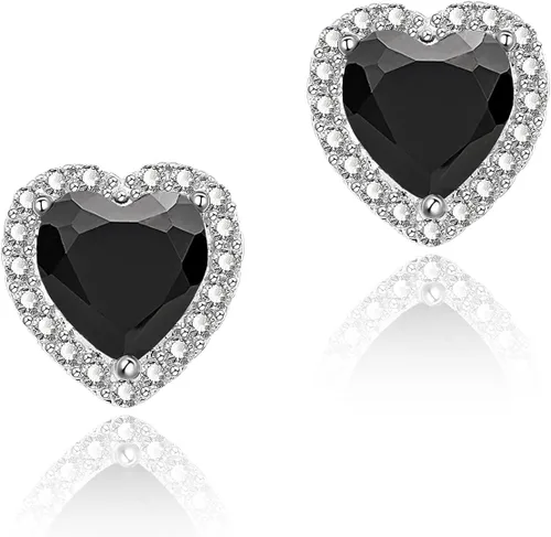 YOMELA - Aretes de circonita cúbica tipo dormilona de oro blanco de 10 mm, cuadrados, redondos, con forma de lágrima, corazón, halo, hipoalergénicos
