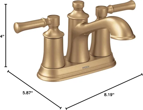 Miniatura 6 de Moen Dartmoor 6802BZG - Grifo de lavabo de baño tradicional de dos manijas dorado bronce