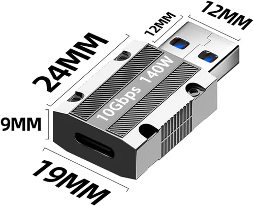 Miniatura 2 de Adaptador USB C hembra a USB macho de 10 Gbps, aleación de zinc tipo C a USB A adaptador de transferencia de datos de alta velocidad, USB 3.1 tipo C