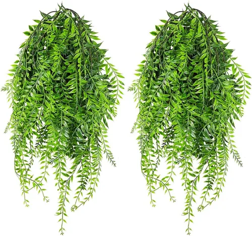 Miniatura 17 de Sauce llorón falso, plantas colgantes artificiales de plástico, hojas verdes, plantas de vid sintética, guirnalda de hiedra para el hogar