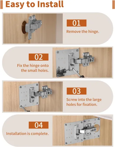 Miniatura 4 de 6 piezas Kit de placa de reparación de bisagras de gabinete: FOGZUVR Kit de reparación de bisagras de puerta duradera de acero inoxidable, placa