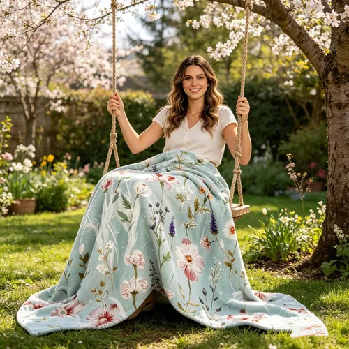 Miniatura 7 de yuboo Manta floral para sofá, 50 x 60 pulgadas, manta de verano de flores silvestres en acuarela verde, manta de franela de microfibra suave, manta