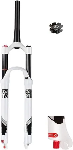 Miniatura 9 de Horquilla de suspensión de bicicleta de montaña de 5.512 in 26/27.5/29 pulgadas, aleación de magnesio 1-1/8 "tubo recto amortiguador de aire freno