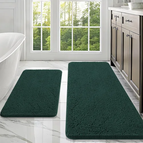 Miniatura 8 de OLANLY Juego de alfombras de baño de 2 piezas, alfombras de baño de chenilla suave y absorbente y alfombra de contorno en forma de U para inodoro