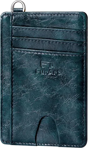FurArt - Cartera minimalista delgada con bolsillo frontal, bloqueo de identificación de radiofrecuencia (RFID), tarjetero, para hombres y mujeres