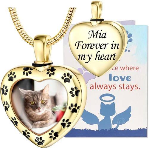 Miniatura 21 de Fanery Sue Collar personalizado para cenizas de mascotas para perros y gatos, foto y texto personalizados, regalo de condolencia, regalo de cremación