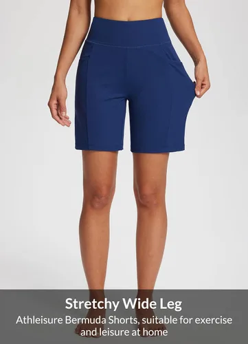 Miniatura 3 de BALEAF Bermudas para mujer de 7 pulgadas, cintura alta, atléticos, con bolsillos, para verano casual