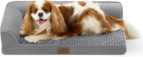 Miniatura 18 de COZY KISS Cama ortopédica para perros de tamaño mediano y pequeño, cama de jaula para perros, cama en forma de L con parte inferior antideslizante