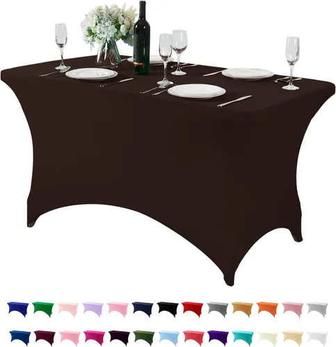 Miniatura 70 de Mantel de elastano para mesas de 4, 6 u 8 pies, mantel elástico universal ajustable para fiestas, banquetes, bodas y eventos - Verde manzana
