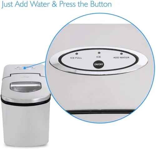 Miniatura 3 de NutriChef Máquina digital para hacer hielo portátil mejorada, encimera eléctrica resistente de acero inoxidable resistente a las manchas