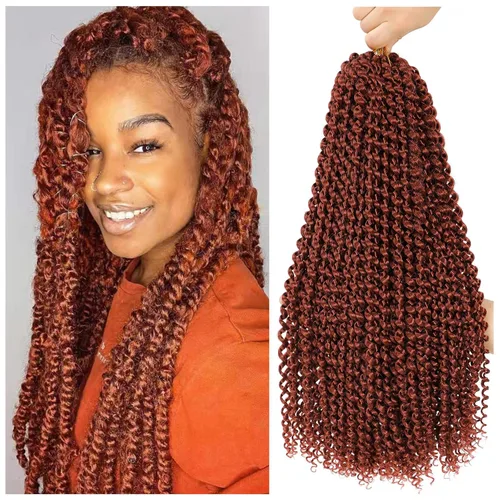 Miniatura 60 de Dansama - 7 paquetes de extensiones de cabello trenzado ondulado Passion Twist, extensiones de cabello de trenzas con ganchillo estilo mariposa, #1B