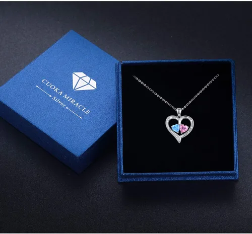 Miniatura 6 de Cuoka Collar de plata de ley 925 con texto en inglés "I Love You to The Moon and Back