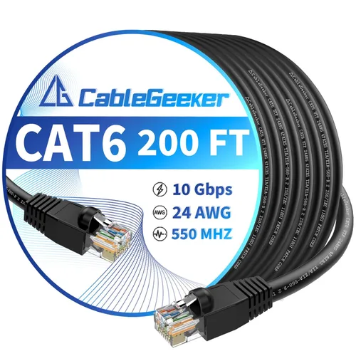Miniatura 36 de Cable Ethernet Cat 6 de 100 pies, para interiores y exteriores, red de Internet de alta velocidad de 10 Gbps, cable de conexión Ethernet plano