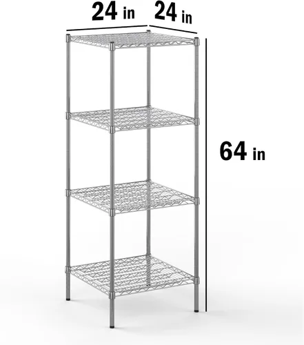 Miniatura 2 de Kit de estantería de alambre cromado de 4 niveles de 24 pulgadas de profundidad x 24 pulgadas de ancho x 64 pulgadas de alto Unidad de estante