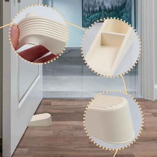 Miniatura 3 de Tope de puerta para puerta, cuña, antiarañazos, pequeño, color blanco, paquete de 4