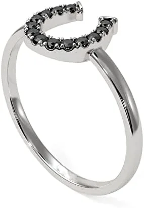 Miniatura 2 de Elige tu color de plata de ley 925, anillo de la suerte con piedras preciosas de herradura, solitario, joyería única, uso diario, fiesta, uso