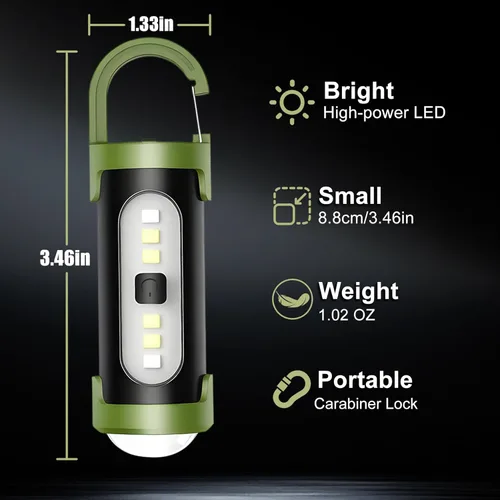 Miniatura 6 de Paquete de 5 linternas recargables de llavero, mini linternas EDC de alto lumen con 4 modos de luz, mini llavero LED linterna USB para camping