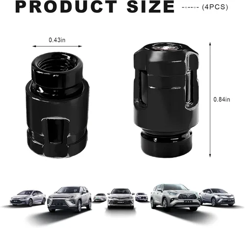 Miniatura 2 de Yourkar 4 tapas de vástago de válvula de neumático de automóvil, cubiertas de válvula de rueda de aleación de aluminio de forma única, resistentes a