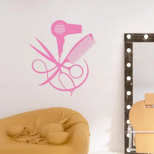 Miniatura 3 de Vinilo Pegatinas de pared de estilo peluquero para decoración de salón de belleza (4107ig)