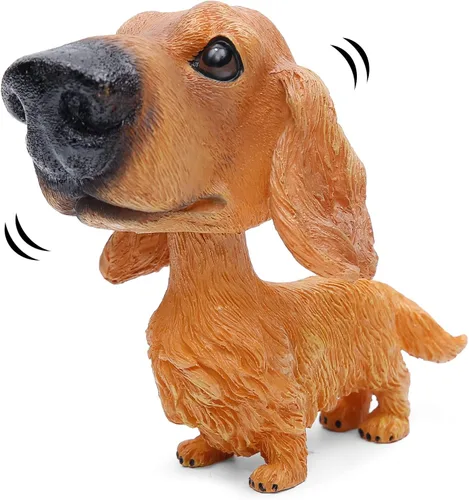 Perros de juguete con cabeza móvil para decorar el auto., dachshund Perro salchicha