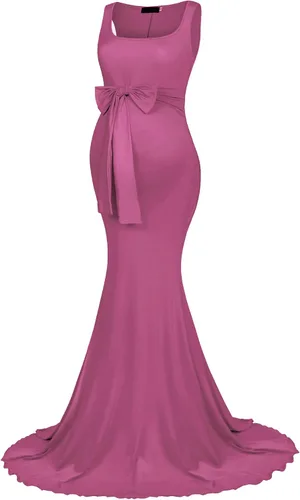 Vivinew Vestido de maternidad sin mangas con lazo en la cintura elegante vestido maxi ajustado de sirena para sesión de fotos