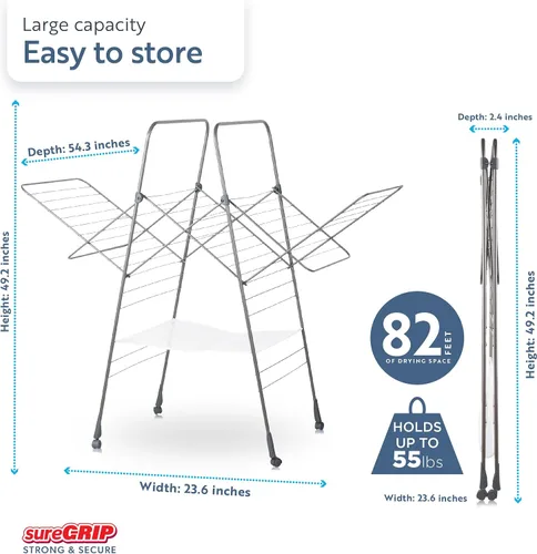 Miniatura 3 de Minky Homecare Premium SureGrip - Escurridor de ropa para interiores y exteriores, peldaños antideslizantes ligeramente texturizados, 82 pies