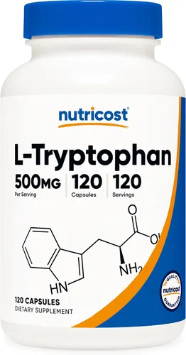 Miniatura 8 de Nutricost L-triptófano 500 mg, 120 cápsulas (2 botellas)