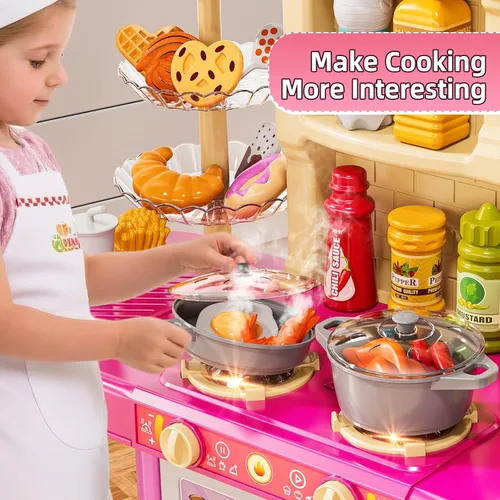 Miniatura 2 de MSKOLER Juego de cocina para niñas, juguetes de cocina para niñas de 2 a 6 a 8 años con luz, sonido y pulverización, accesorios de juguete