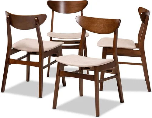 Baxton Studio Parlin Mid-Century - Juego de 4 sillas de comedor de madera con acabado de madera de color beige claro de transición moderna y
