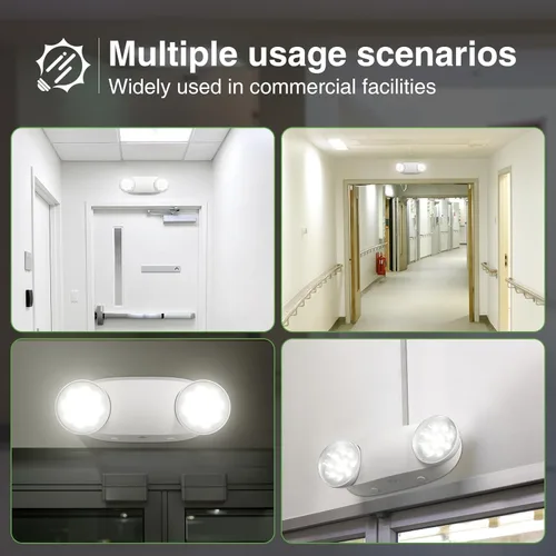 Miniatura 7 de FREELICHT Paquete de 4 luces de emergencia para negocios, con batería de respaldo, cable duro, certificado UL 924, CA 120/277V, iluminación