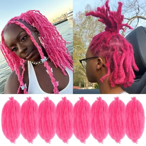 Miniatura 10 de Cabello Rizado Afro Elástico 8 Paquetes Cabello Trenzado Marley Twist Cabello Spring Twist Pre-Separado para Locs Falsos Cabello de Ganchillo Kinky
